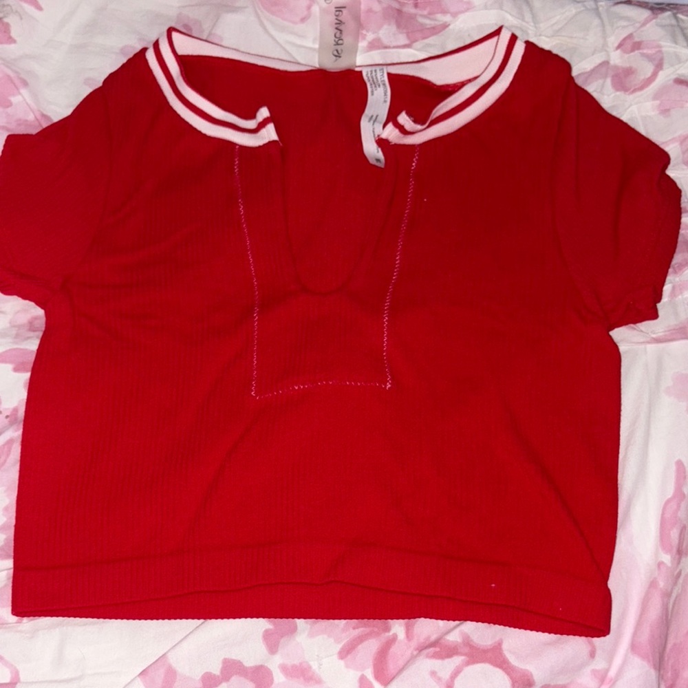 Altar'd State Red Tee with White Trim